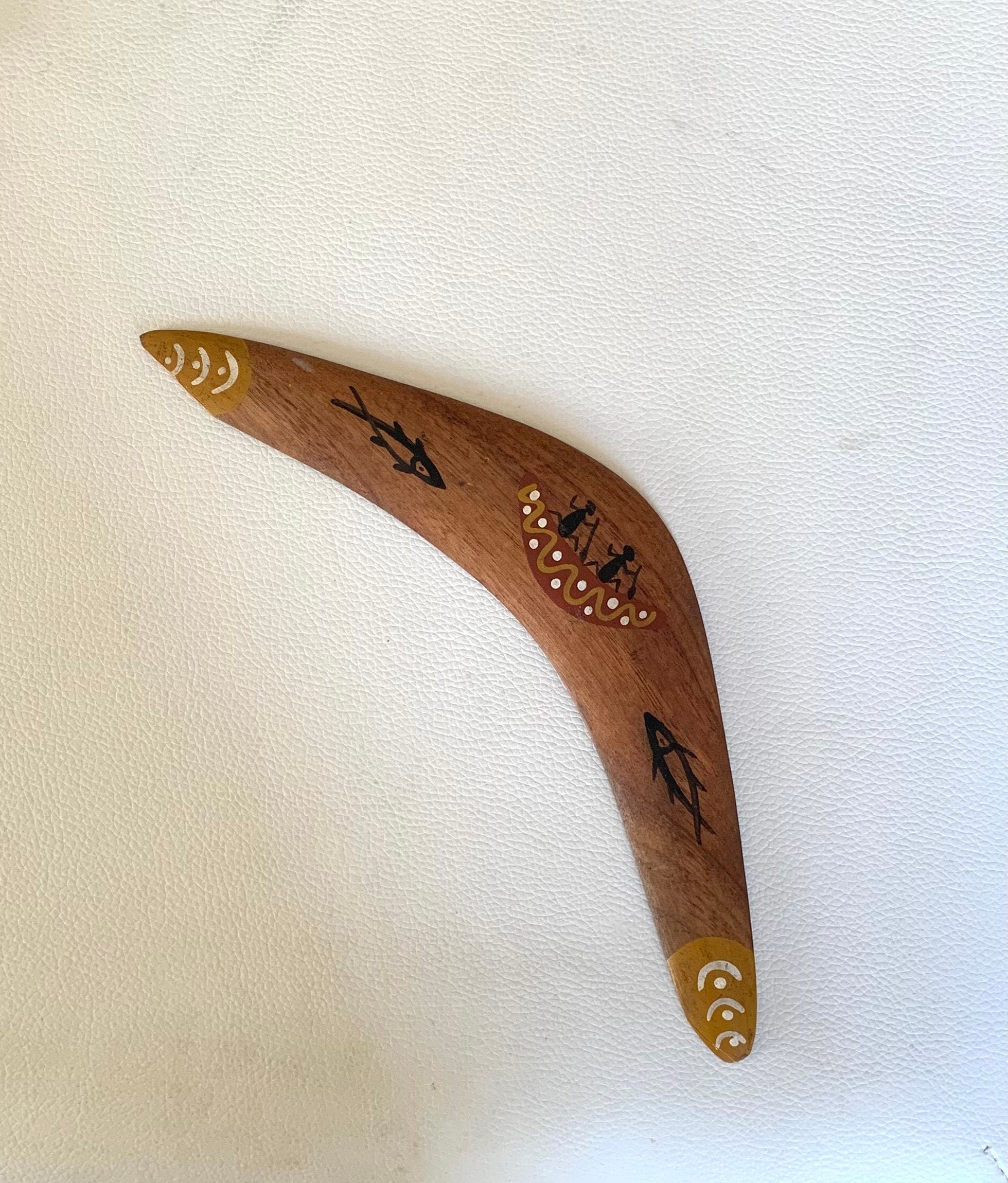 Wooden authentic Australian vintage boomerang. Collectible gift for him or unisex. Memorable souvenir from Australia.