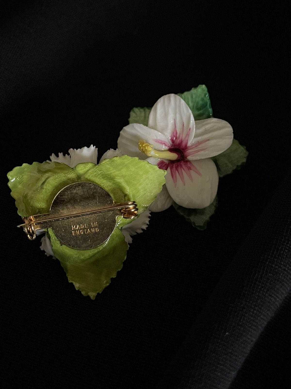 A pair of lovely bone china floral brooches signed by Artone. Beautiful vintage gift for her. English porcelain nostalgic collectible gift.