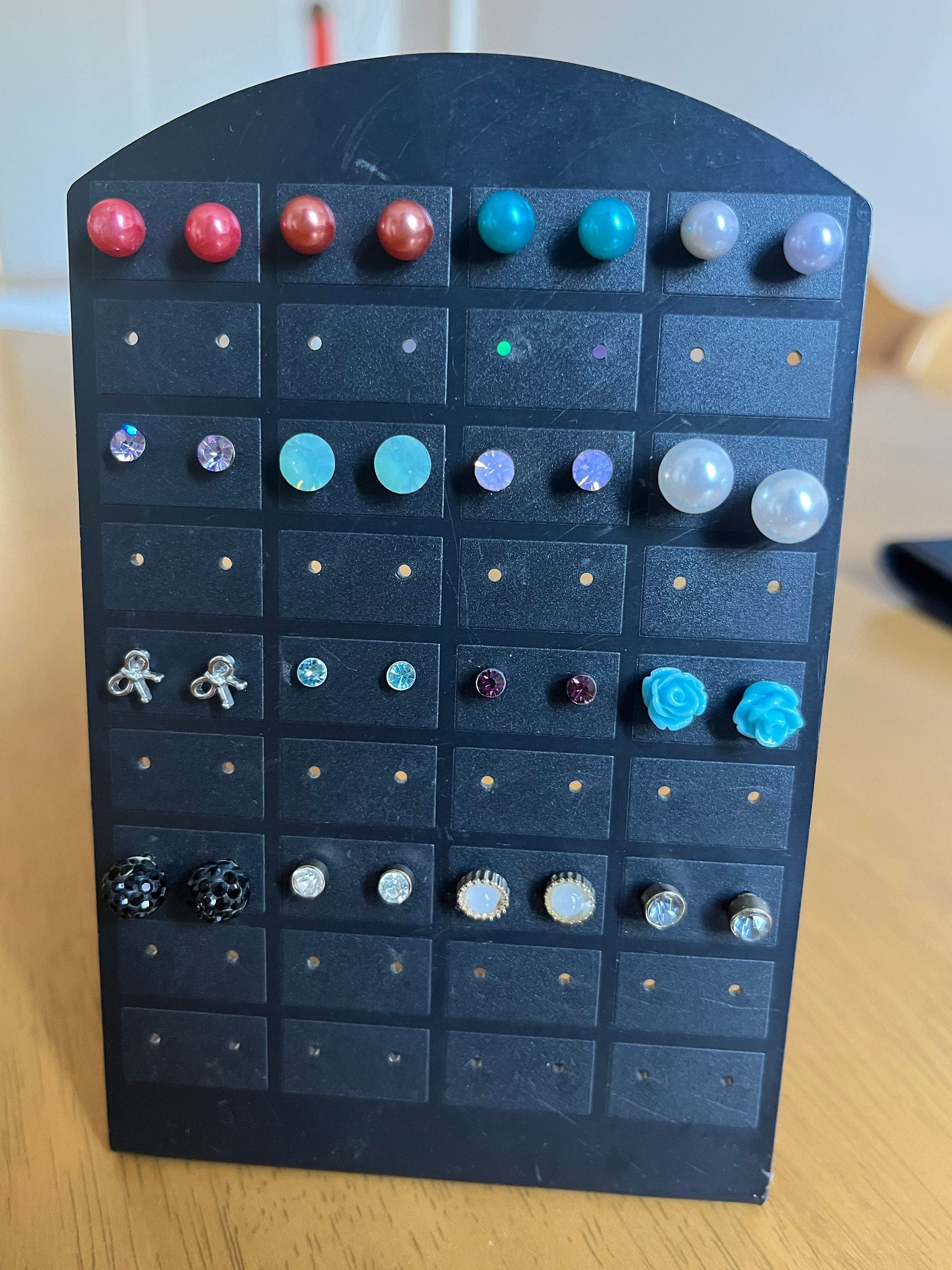 Small collection of 16 tiny vintage stud earrings in good condition. Colourful various stud earrings for a lady or unisex. Gift for her.